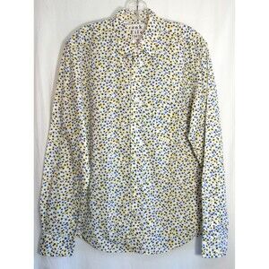 Frank & Eileen Don Blue Yellow Floral Button Down Long Sleeve Shirt Size XS NWOT